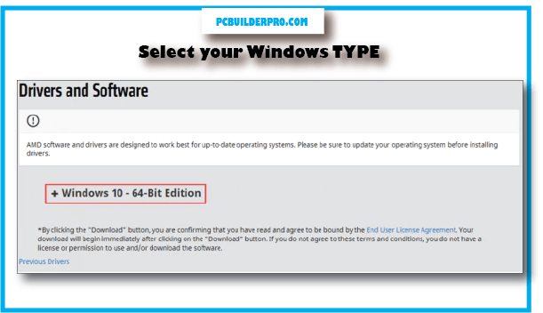 Select your Windows TYPE